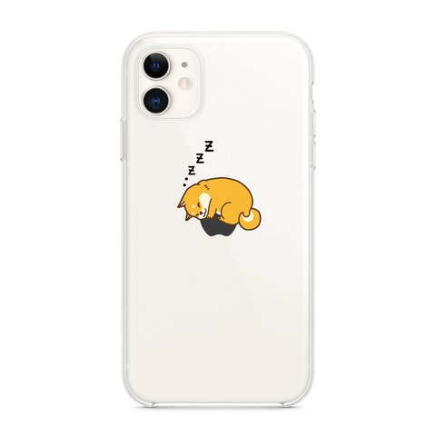 Appleの上でスヤスヤ眠る柴犬。iPhone11 11Pro 11Pro Max XR XS XS MAX X 8 8Plus 7 7Plus iPhoneケース