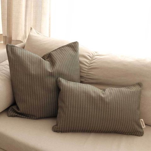 Moss Green Stripe Cushion Cover