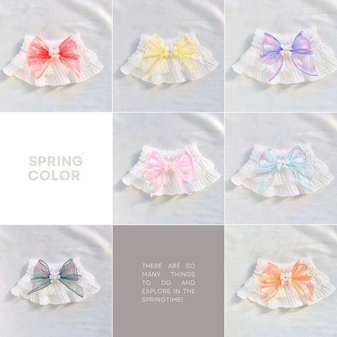 おめかし3wayケープ【Spring Color】（誕生日、つけ襟、スタイ、犬、猫、うさぎ、ベビークラウン、クリスマス、ハロウィン、バレンタイン