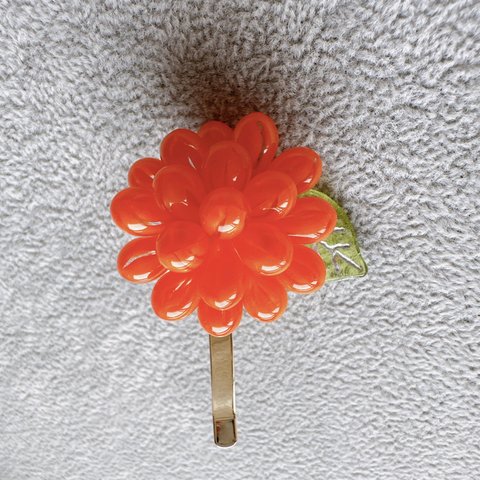 紫陽花　チェコビーズ刺繍　ポニーフック　マリーゴールド　菊