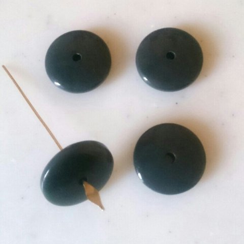 Vintage Dark Grey Disc Beads