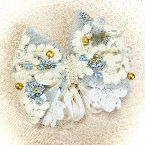 インド刺繍リボンの冬ポニーフック