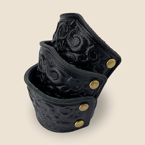 LEATHER ARMOUR RING BLACK