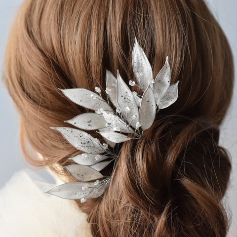 〈花嫁の髪飾り〉5本セット　ヘッドドレス　ヘアアクセサリー　ブライダル　ウェディング　結婚式　成人式　卒業式　発表会　ディップアート　アメリカンフラワー