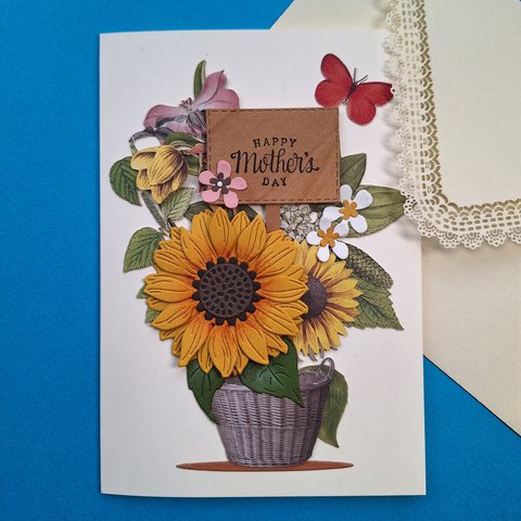 『ひまわりの花籠カード』母の日