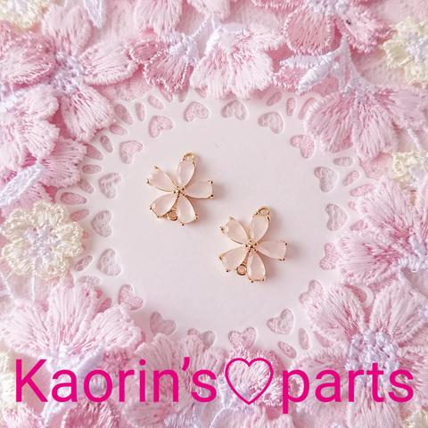 高品質❀K18GP❀ジルコニア❀コネクター❀チャーム❀ホワイトピンク/②個入