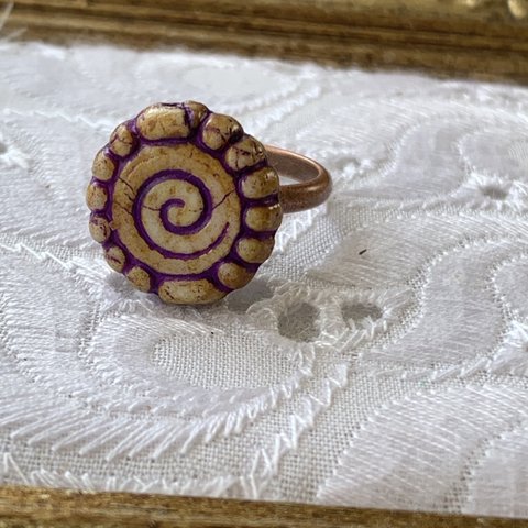 【spiral🌀ring】11号フリーサイズ  beige picasso/viora