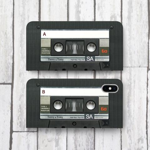 レトロ カセットテープ 柄 ver2 帯なし手帳型スマホケース