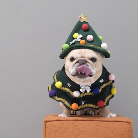 犬猫服 クリスマスツリー風のペット用犬服 お祭りの雰囲気 フレンチブルドッグ バーニーズマウンテンドッグ用の衣服