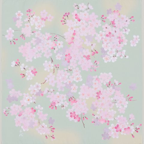 風呂敷　ふろしき　宇野千代　ふわり桜　さくら　グリーン　ポリエステル100％　70cm幅　春　贈答品