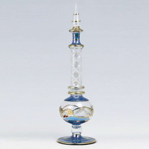 ブルー切子 タワー型 香水瓶【エジプトガラス】