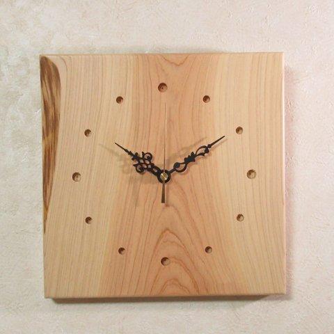 天然木 桧　木製時計82（掛け時計）