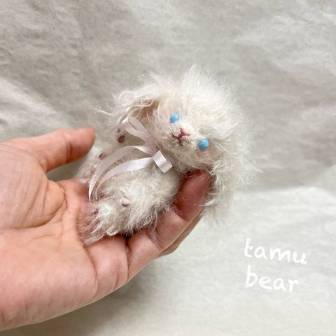 モヘア 空色目 ロップのちびウサちゃん ハンドメイド テディベア Tamubear