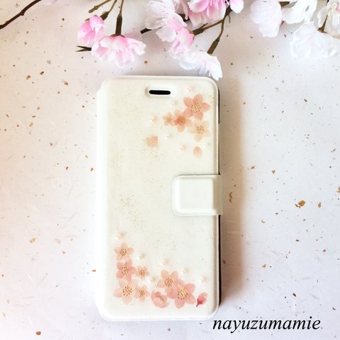 訳あり☆ 値下げ＊桜レジン＊iPhone6,6s手帳型ケースW【36】