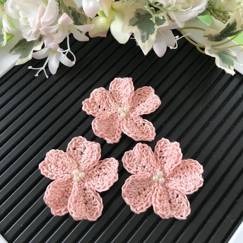 手編み　桜のモチーフセット（ピンク２）ハンドメイド　レース編み