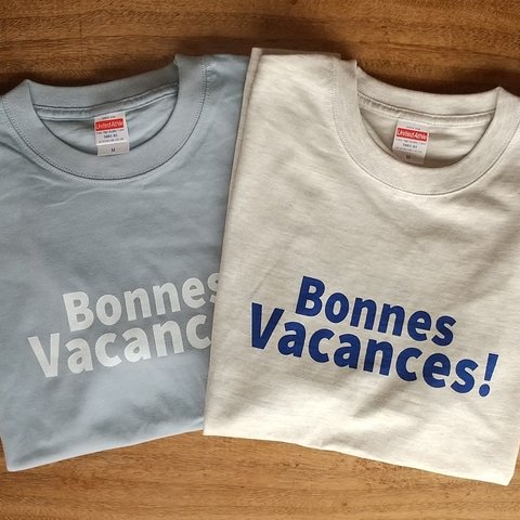  BONNES VACANCES! フランス語 ロゴTシャツ 【アシッドブルー】【オートミール】