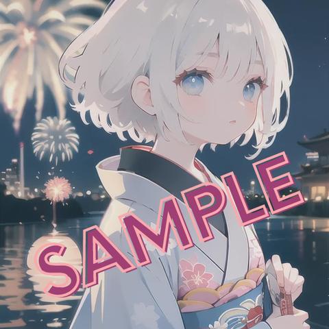 イラスト・スマホ壁紙ゆかた花火少女AI