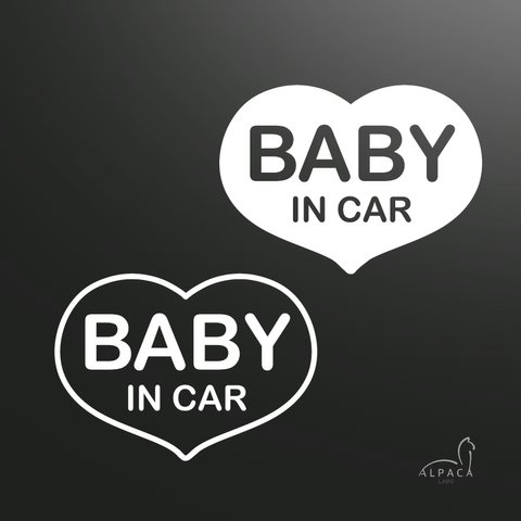 Baby in car「ハート」【おまけステッカー付】ベビーインカー　オリジナルステッカー　カーサイン