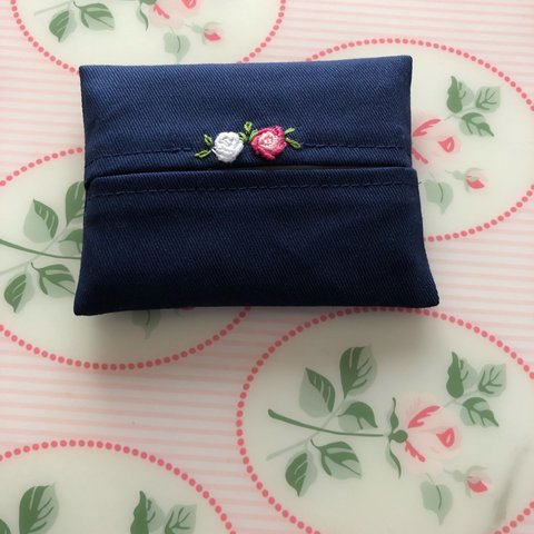 刺繍お子様ティシュケース  ローズ