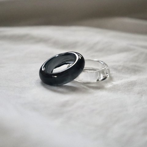 -black-  ダブルガラス リング   glass ring