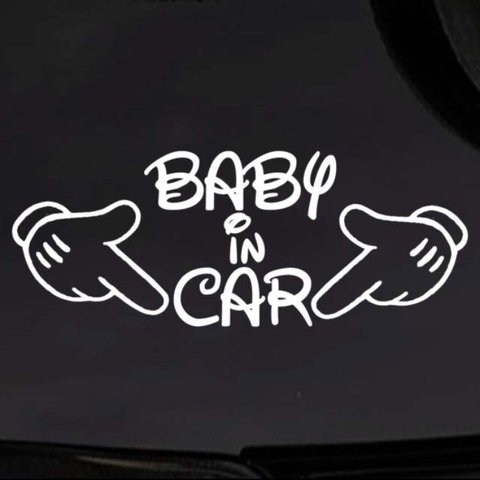 BABY  IN CAR:白 ステッカー