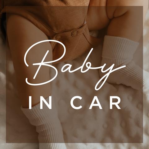 【車用】Baby in car カッティングステッカー │ 筆記体タイプ 白黒２色展開