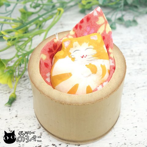 創作陶人形 かぐや猫～まるまるキジトラ猫ちゃん　aa145-115