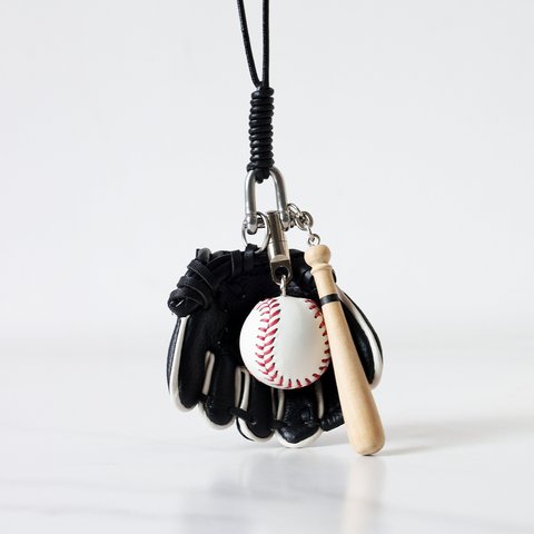 【野球】可愛い 本革レザーチャーム 鞄のチャーム　