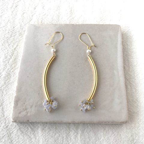 bouquet earring/pierce - blue lace ブーケ イヤリング/ピアス - ブルーレース