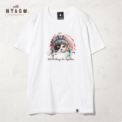with NYAGO Tシャツ 半袖 猫 グラフィックシャツ tシャツ［ インディアン オスカー 三毛猫 1024 ］