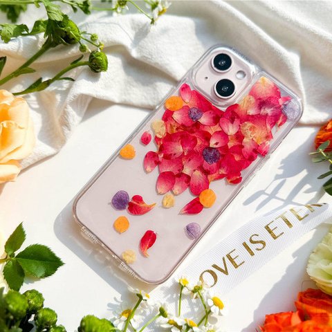 フレッシュな香りが漂う 押し花 スマホケース 全機種対応 iPhone Xperia Galaxy AQUOS