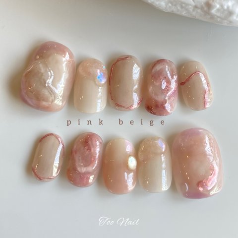 pink beige🩰‎🤍ぷるとろニュアンスネイル