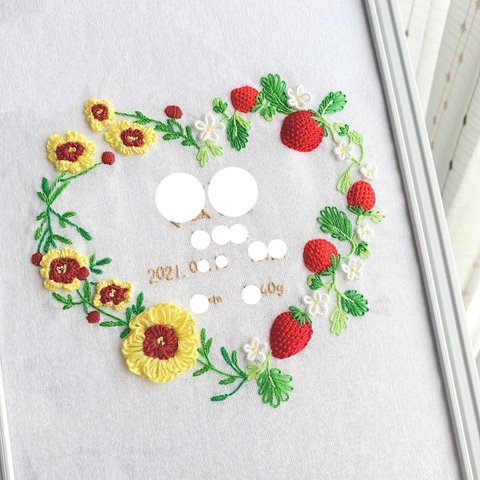 【受注制作】立体刺繍で世界に一つの命名書♡ ネームボード バースデーボード