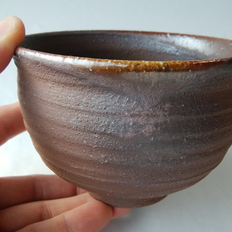 焼き締め自然釉ご飯茶碗