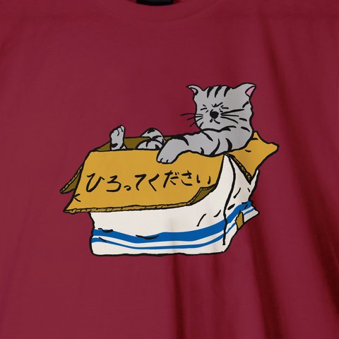 「猫」ひろってくださいTシャツ089