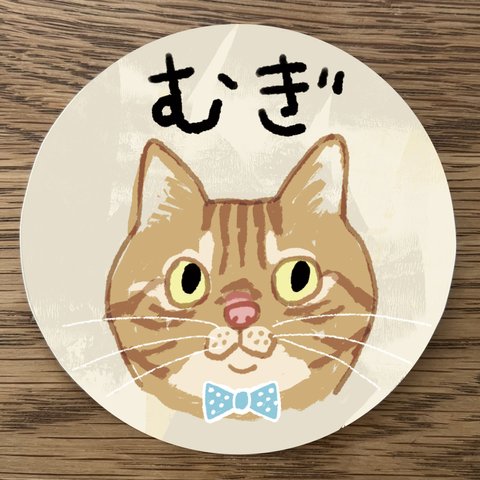 屋外使用OK★２枚セット★【茶トラ（名入れOK）】猫のステッカー