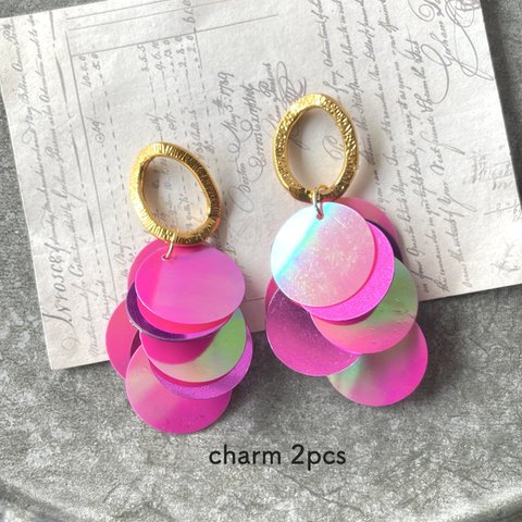 2pcs★charm・mermaid scales grape（スパンコールチャーム）