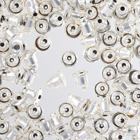 ピアスキャッチ　シリコン　パーツ　金属カバー付き　200個　シルバー　白銀　6mm　アクセサリー　手芸　ハンドメイド AP2532