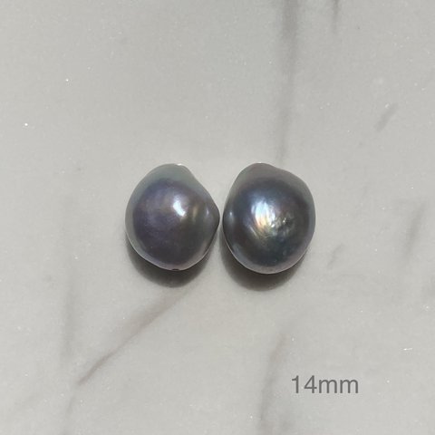 大粒グレー🤍バロックパール✨約14mm 一粒バロックシンプル淡水パールピアス/イヤリング変更可