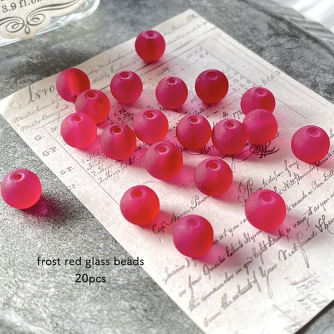 20pcs★beads・ frost red（ガラスビーズ）