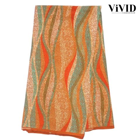 <ViVID>アフリカ布1 270cm×117cm オレンジ 水色