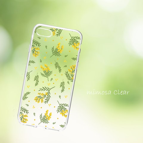 【名入れ可ハードケース】ミモザ Clear ＊ iPhone・Android スマホケースほぼ全機種対応