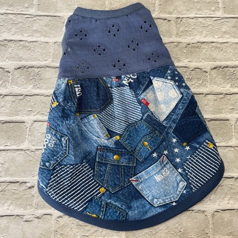 cloud-blue denim patches ノースリーブワンピース　Ｓ