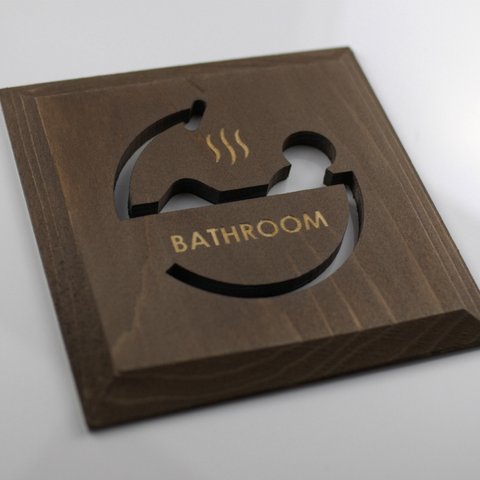 【送料無料】バスルーム　プレート　ブラウン　BATHROOM(P-B)