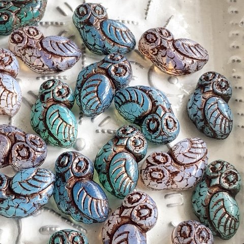 【3ペア6コセット】JIRI＊IVANA#czech beads#チェコビーズ　owl17✖️15㍉ mixassort ultra light 半透明