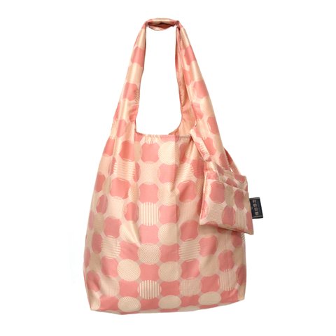【防水、撥水エコバッグ】Umbrella cloth bagドットコラージュ　ピンク