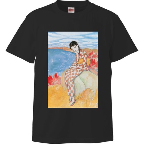須藤しげる 「秋の湖畔」絵画 アート 半袖 長袖 メンズ レディース tシャツ