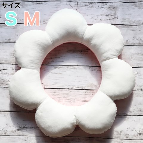 【Mサイズ追加】2色使い！お花の猫ベッド(pink&white)