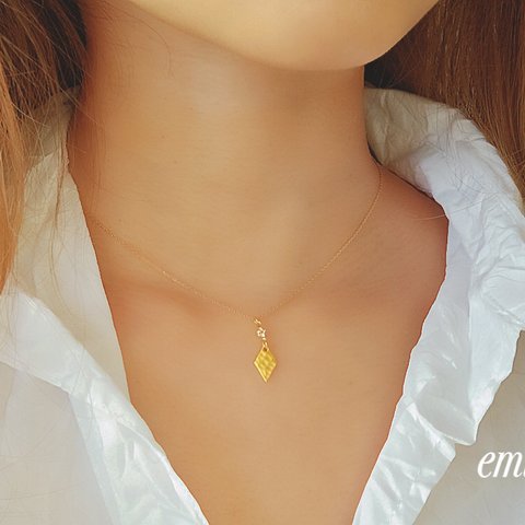 24Kcoating Diamond Gold Zirconia Necklace