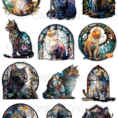 デザインペーパー STAINEDGLASS  CAT　コラージュシート